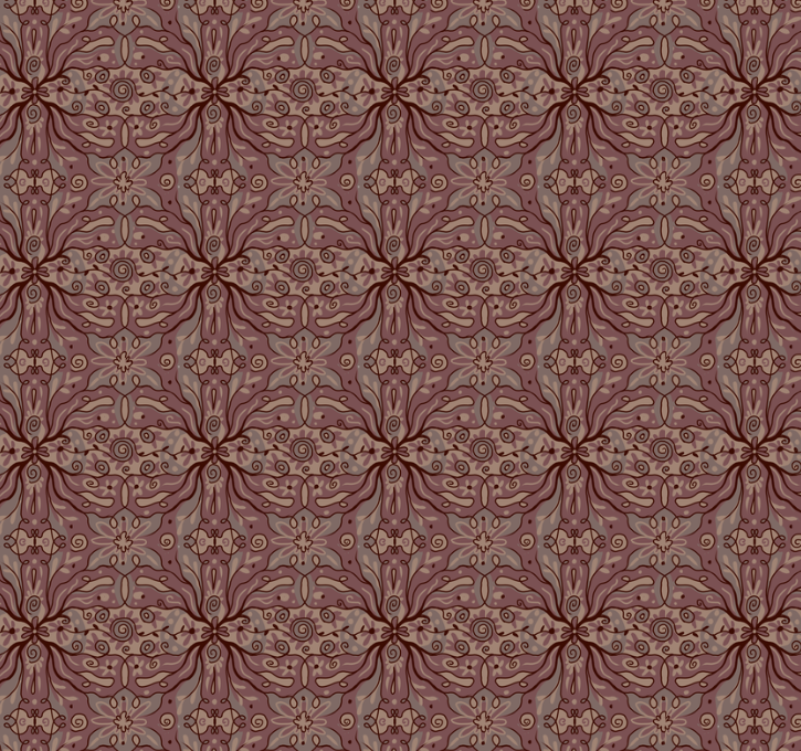 a repeating pattern of floral forms, drawn digitally by Zachary Carr